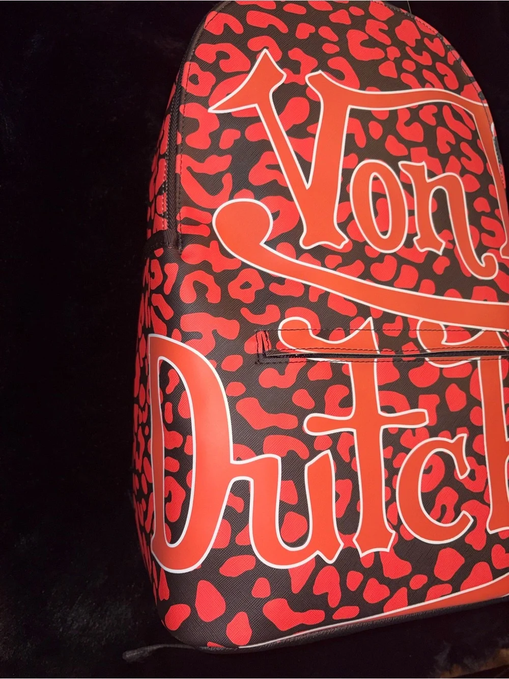 🔥 NWT Von Dutch Red Leopard Print Backpack | Laptop Sleeve | Travel | Y2K | Rare